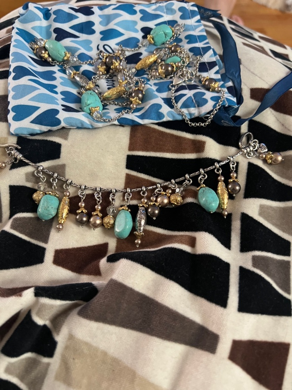 Brighton Turquoise and Gold Charm Bracelet - Picture 2 of 5